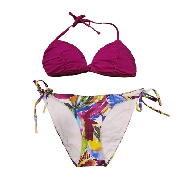 A. Che Fuchsia and Tropica String Bikini Set Size Medium - Picture 1 of 12